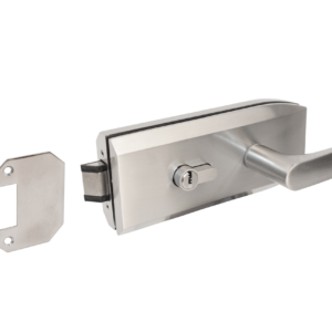 Chapa 1065 Doble Manija para Puerta de Cristal - Llave Mariposa con Contra a Muro